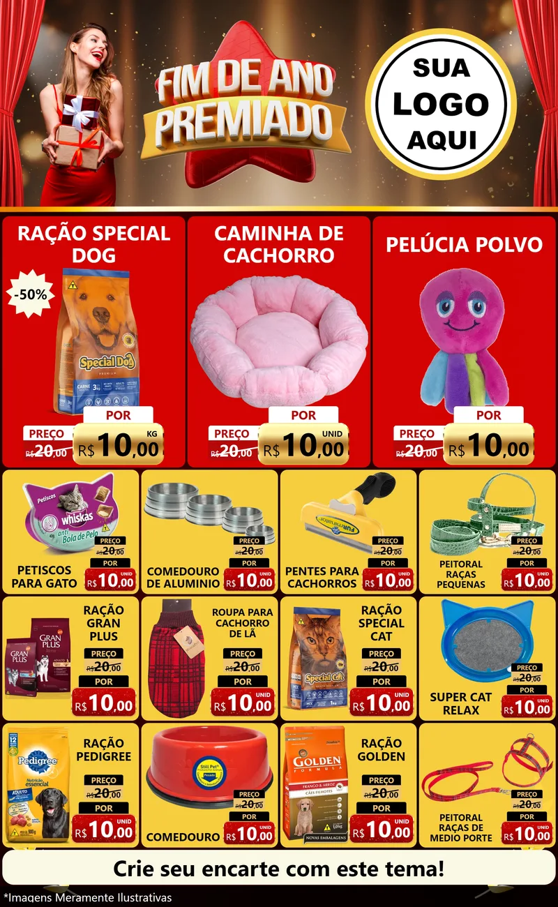 Modelo de Encarte para Encarte Grande com o tema Fim de Ano Premiado para Pet Shop