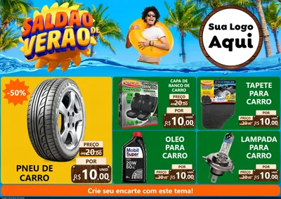 Modelo de Encarte para Encarte A4 Horizontal com o tema Saldão de Verão para Auto peças
