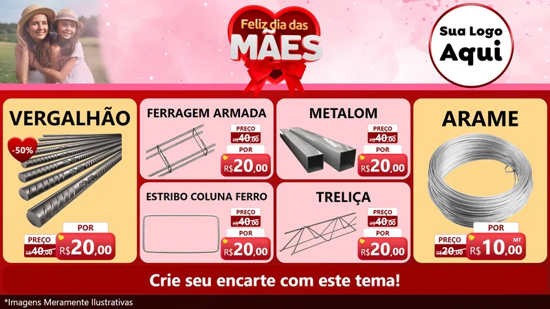 Modelo de TV para TV Horizontal com o tema Feliz Dia Das Mães para Ferragens