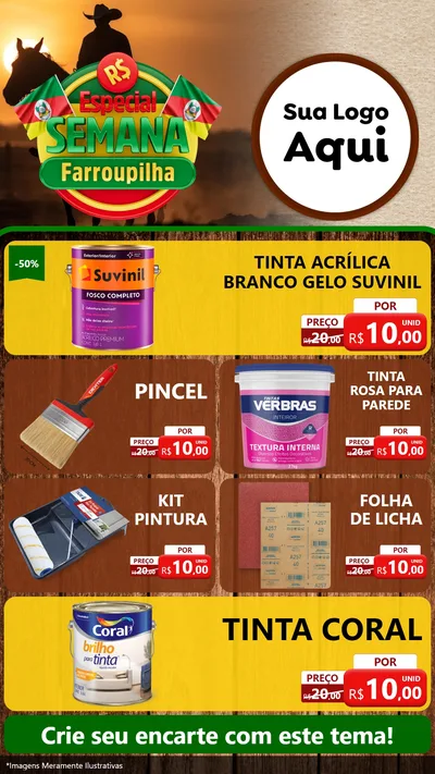 Modelo de TV para TV Vertical com o tema Especial Semana Farroupilha para Tintas e Ferramentas