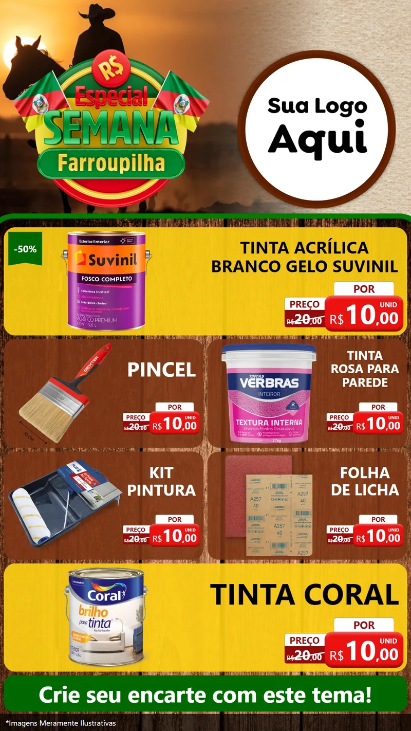 Modelo de TV para TV Vertical com o tema Especial Semana Farroupilha para Tintas e Ferramentas