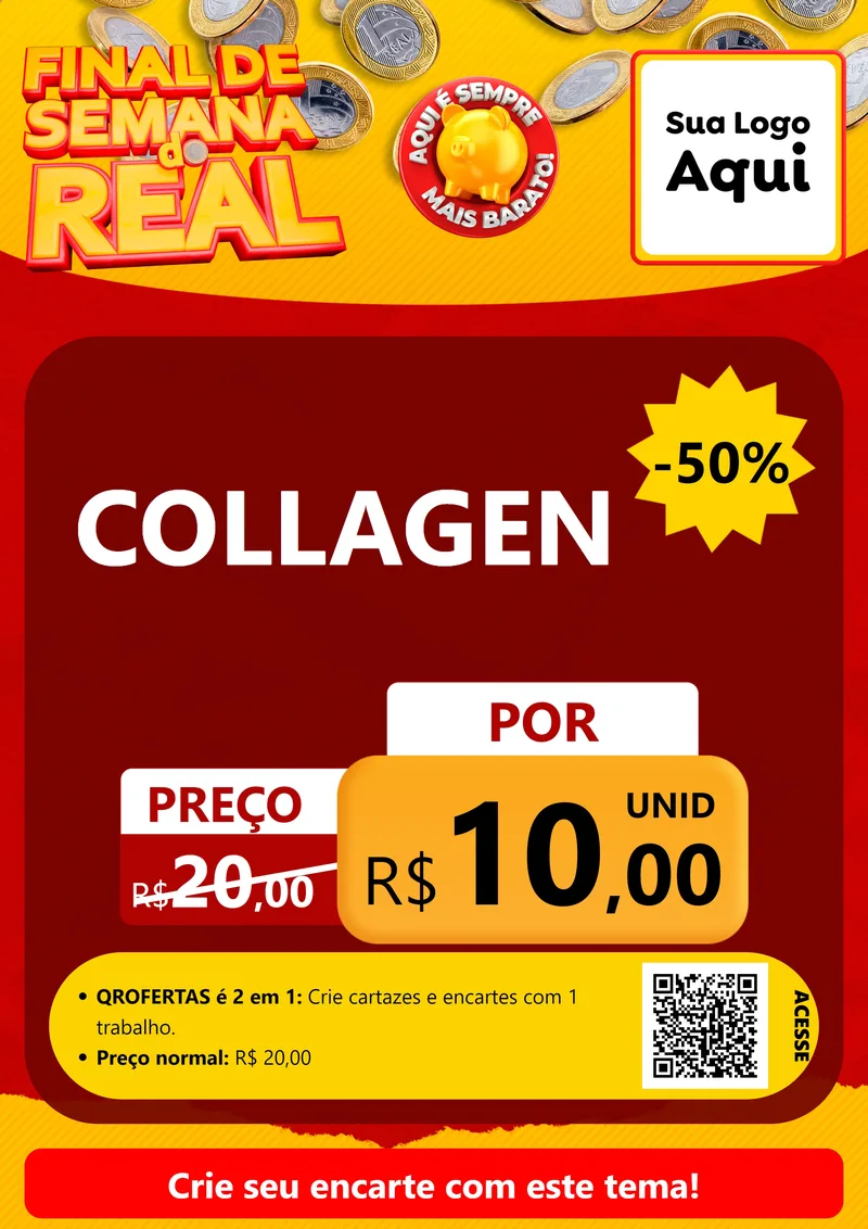 Modelo de Cartaz para Cartaz A4 Vertical com o tema Final de Semana do Real para Suplementos alimentares