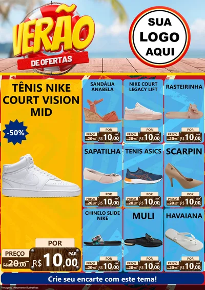 Modelo de Encarte para Encarte A4 Vertical com o tema Verão de Ofertas para Calçados