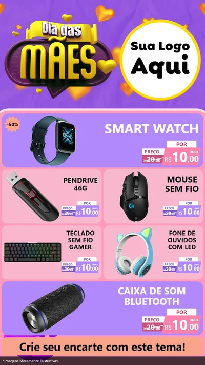 Modelo de TV para TV Vertical com o tema Dia das Mães para Informática
