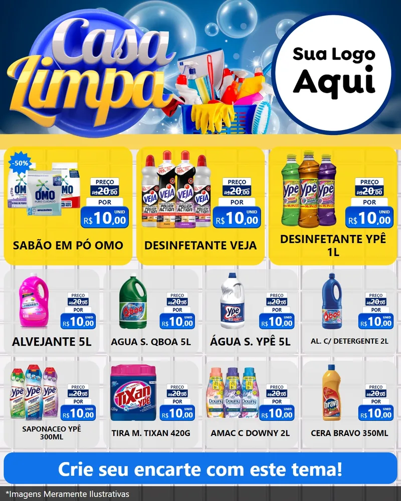 Modelo de Rede Social para Feed Instagram com o tema Casa Limpa para Produtos de Limpeza