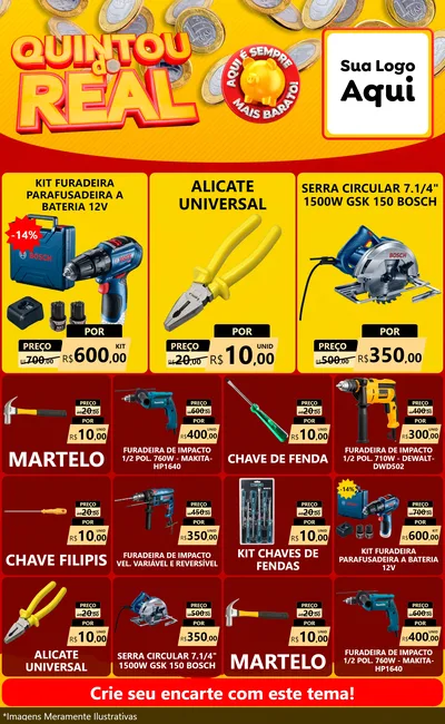 Modelo de Encarte para Encarte Grande com o tema Quintou do Real para Maquinas e Ferramentas