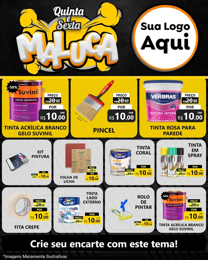Modelo de Rede Social para Feed Instagram com o tema Quinta e Sexta Maluca para Tintas e Ferramentas