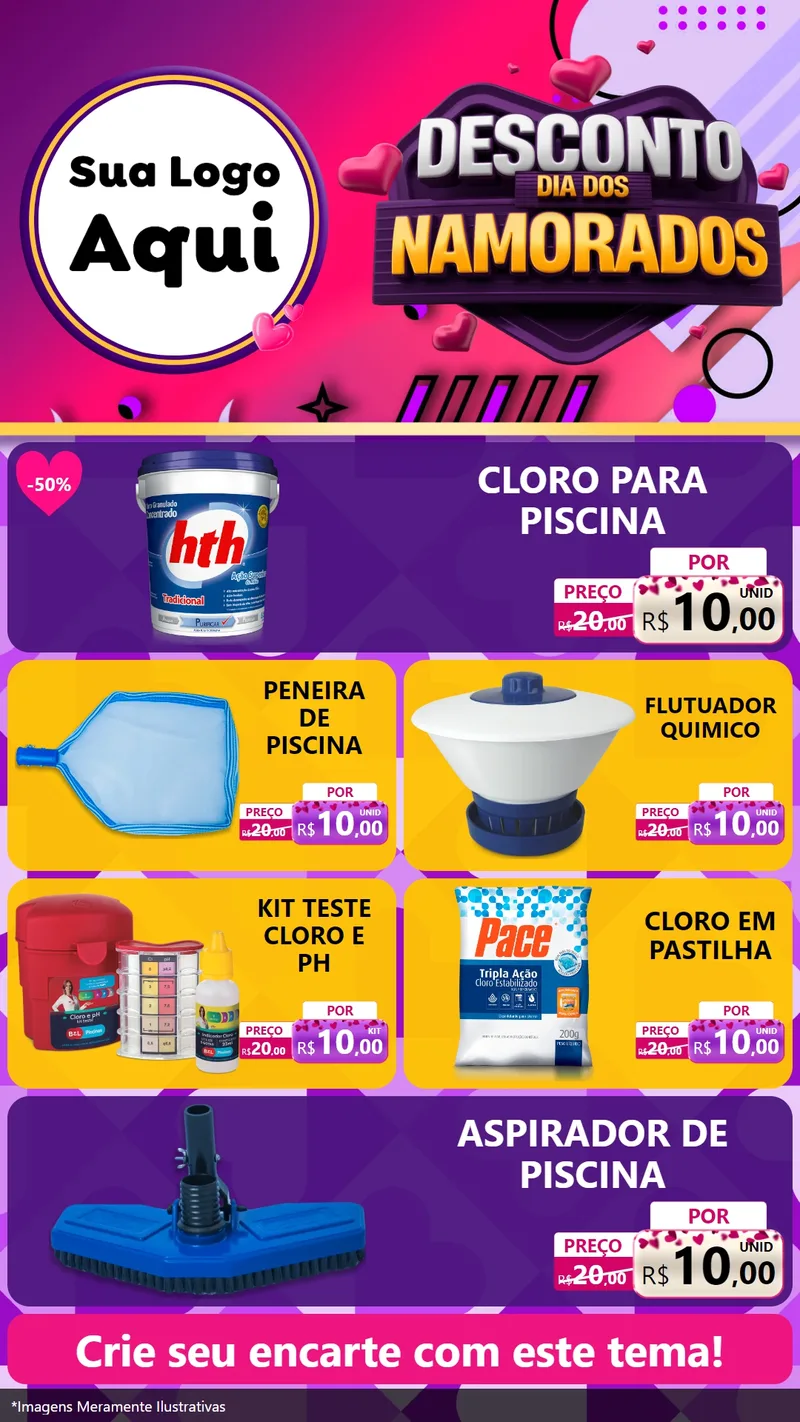 Modelo de TV para TV Vertical com o tema Desconto Dia dos Namorados para Produtos para Piscina