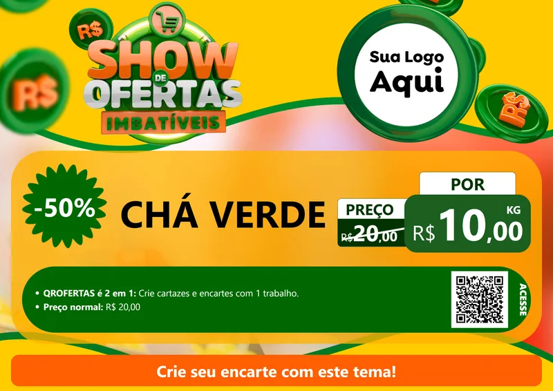 Modelo de Cartaz para Cartaz A4 Horizontal com o tema Show de Ofertas Imbatíveis para Produtos Naturais