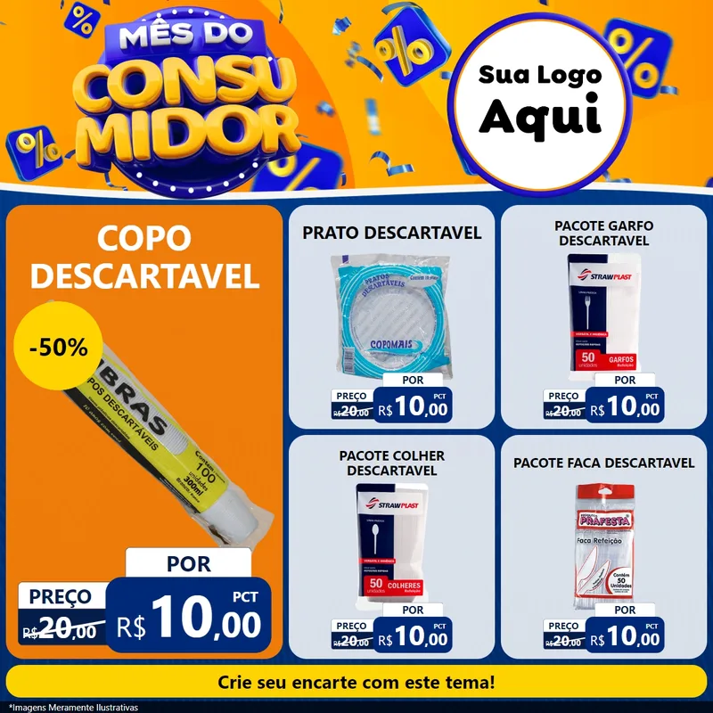 Modelo de Rede Social para Feed Facebook com o tema Mês do Consumidor para Embalagens