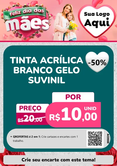 Modelo de Cartaz para Cartaz A4 Vertical com o tema Feliz Dia das Mães para Tintas e Ferramentas