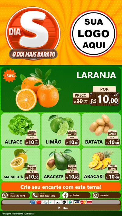 Modelo de Rede Social para Stories com o tema Dia S - O Dia Mais Barato para Hortifrúti