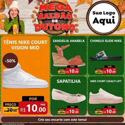 Modelo de Rede Social para Feed Facebook com o tema Mega Saldão de Outono para Calçados