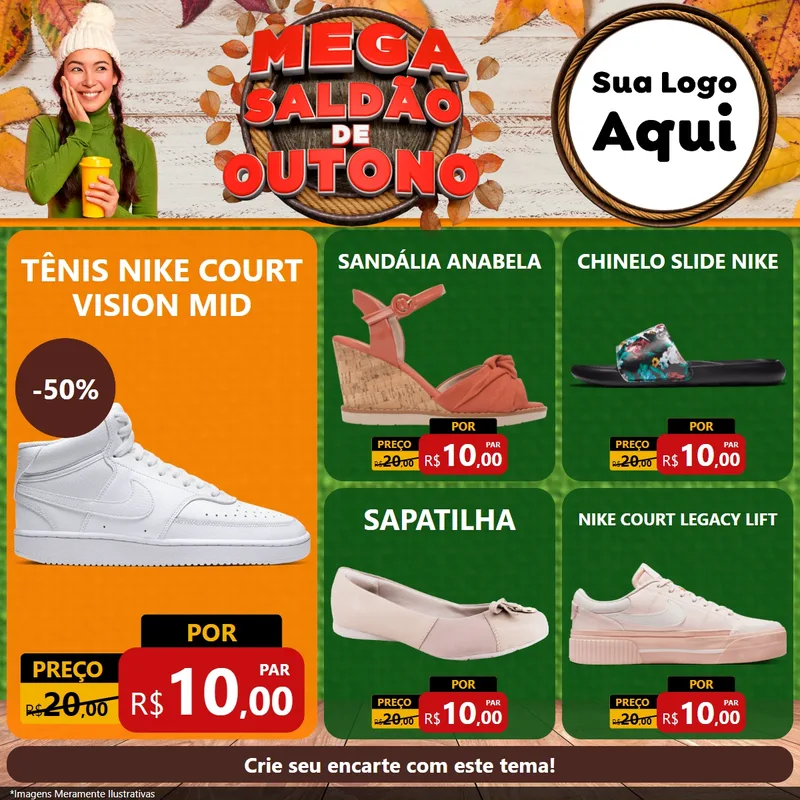 Modelo de Rede Social para Feed Facebook com o tema Mega Saldão de Outono para Calçados