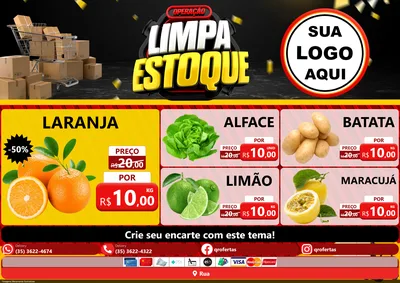 Modelo de Encarte para Encarte A4 Horizontal com o tema Operação Limpa Estoque para Hortifrúti