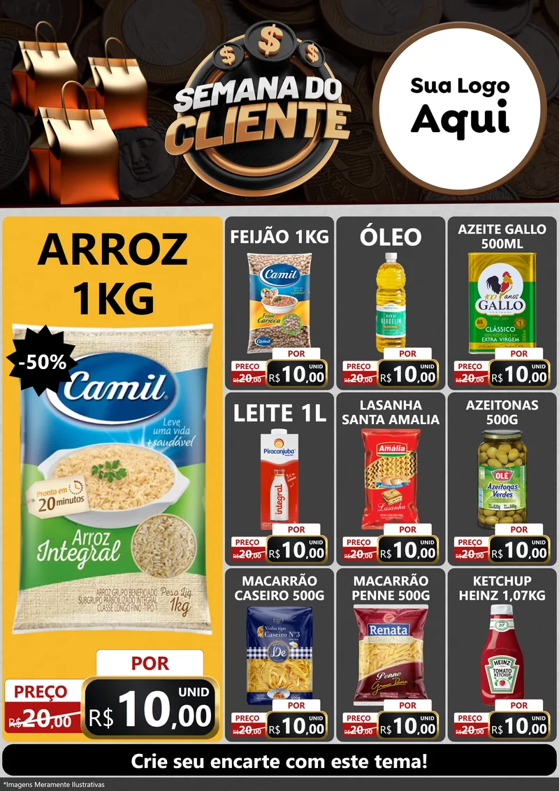 Modelo de Encarte para Encarte A4 Vertical com o tema Semana do Cliente para Supermercado