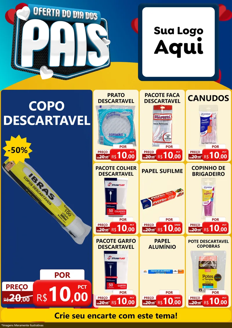 Modelo de Encarte para Encarte A4 Vertical com o tema Oferta Do Dia Dos Pais para Embalagens