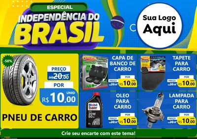 Modelo de Encarte para Encarte A4 Horizontal com o tema Especial Independência do Brasil para Auto peças