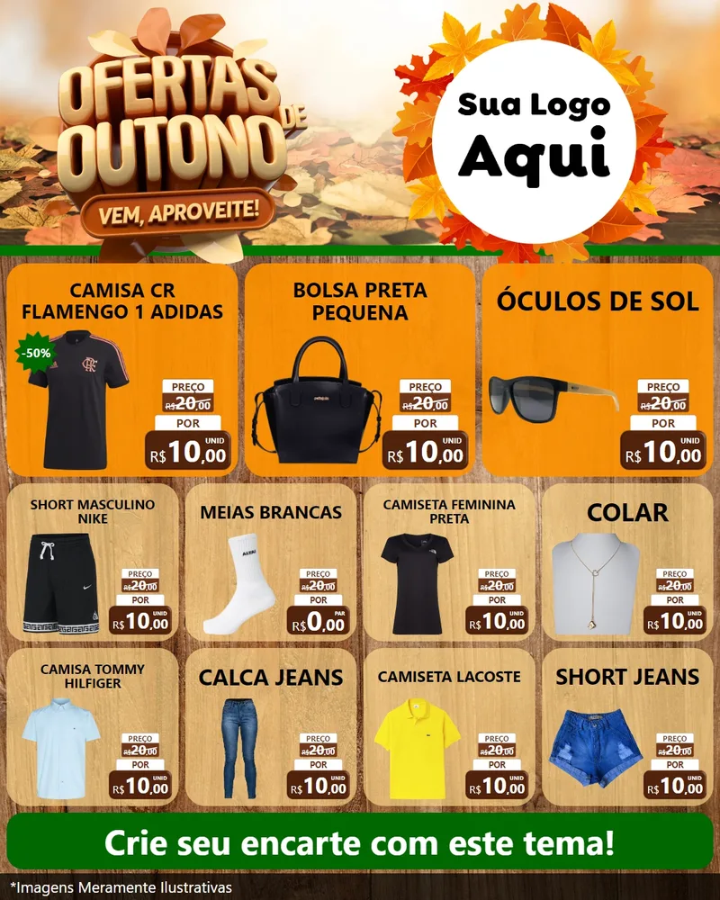 Modelo de Rede Social para Feed Instagram com o tema Ofertas de Outono - Vem, Aproveite! para Roupas e acessórios