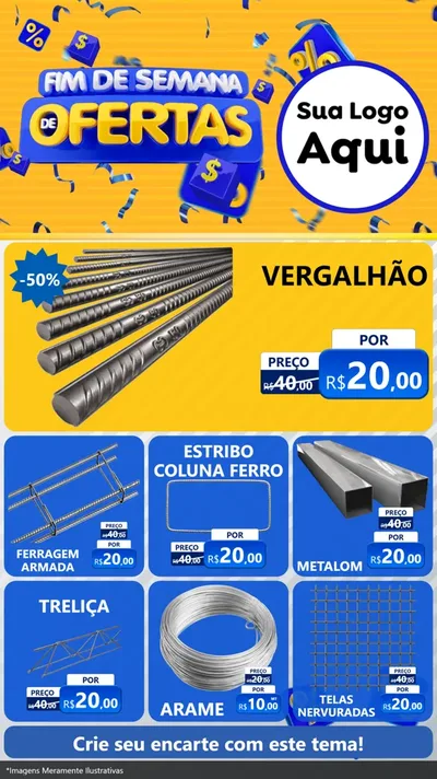 Modelo de Rede Social para Stories com o tema Fim de Semana de Ofertas para Ferragens