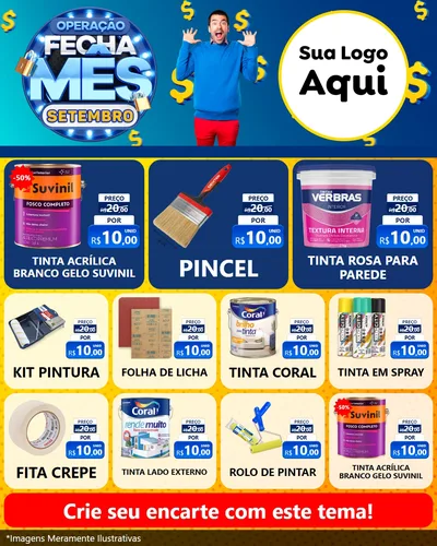 Modelo de Rede Social para Feed Instagram com o tema Operação Fecha Mês Setembro para Tintas e Ferramentas