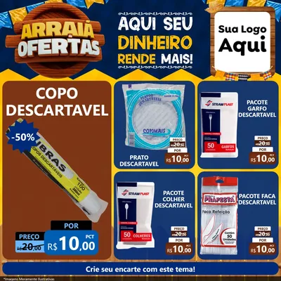 Modelo de Rede Social para Feed Facebook com o tema Arraiá de Ofertas - Junina para Embalagens