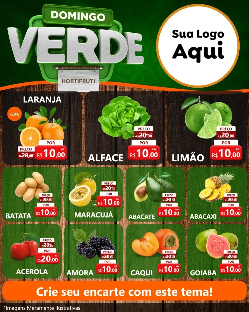 Modelo de Rede Social para Feed Instagram com o tema Domingo Verde para Hortifrúti