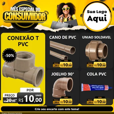 Modelo de Rede Social para Feed Facebook com o tema Mês Especial do Consumidor para Tubos e conexões