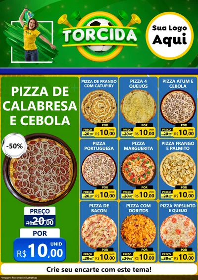 Modelo de Encarte para Encarte A4 Vertical com o tema Torcida para Pizzaria