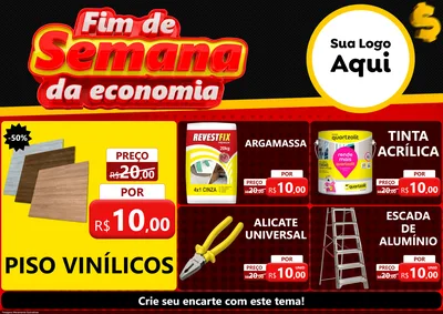 Modelo de Encarte para Encarte A4 Horizontal com o tema Fim de Semana da Economia para Material para Construção