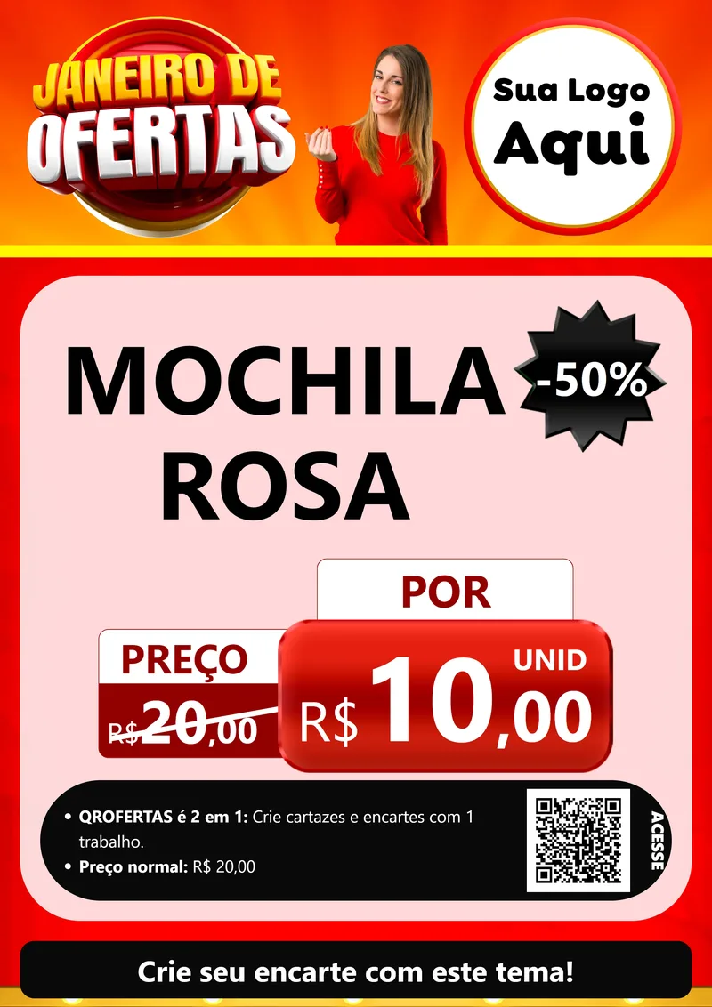 Modelo de Cartaz para Cartaz A4 Vertical com o tema Janeiro de Ofertas para Papelaria