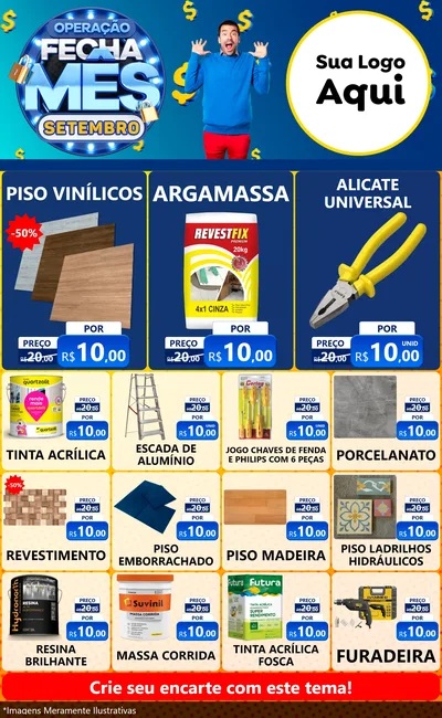Modelo de Encarte para Encarte Grande com o tema Operação Fecha Mês Setembro para Material para Construção