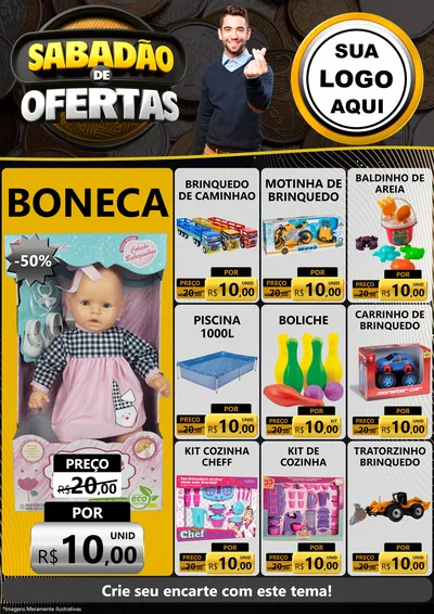 Modelo de Encarte para Encarte A4 Vertical com o tema Sabadão de Ofertas para Brinquedos