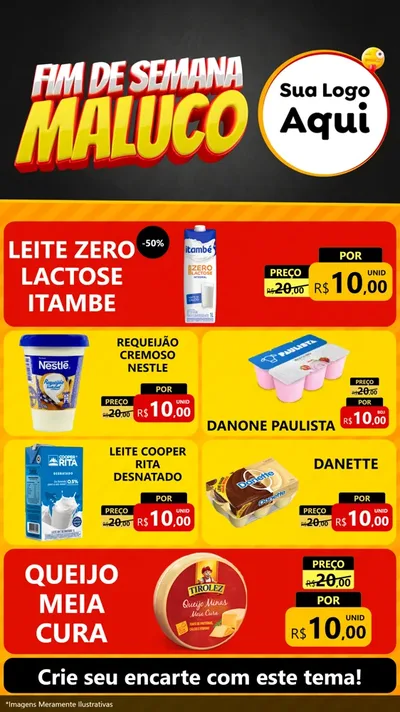 Modelo de TV para TV Vertical com o tema Final de Semana Maluco para Frios e Laticínios