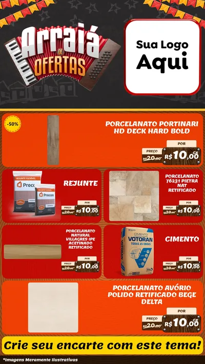 Modelo de TV para TV Vertical com o tema Arraiá de Ofertas - Junina para Pisos e revestimentos