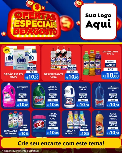 Modelo de Rede Social para Feed Instagram com o tema Ofertas Especiais de Agosto para Produtos de Limpeza