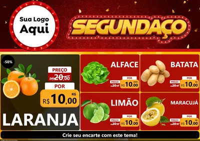 Modelo de Encarte para Encarte A4 Horizontal com o tema Segundaço para Hortifrúti