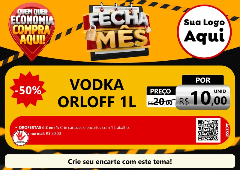 Modelo de Cartaz para Cartaz A4 Horizontal com o tema Fecha Mês para Distribuidora de bebidas