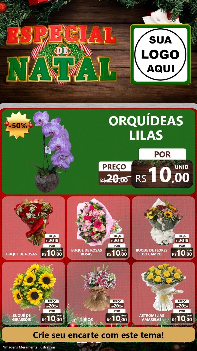 Modelo de Rede Social para Stories com o tema Especial de Natal para Floricultura e jardim