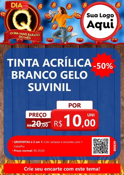 Modelo de Cartaz para Cartaz A4 Vertical com o tema Dia Q - O Dia Mais Barato Do Mês para Tintas e Ferramentas