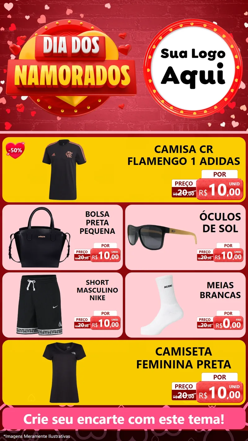 Modelo de TV para TV Vertical com o tema Dia Dos Namorados para Roupas e acessórios