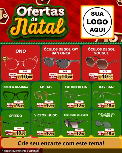 Modelo de Rede Social para Feed Instagram com o tema Ofertas de Natal para Óticas