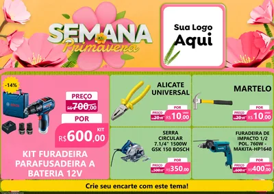 Modelo de Encarte para Encarte A4 Horizontal com o tema Semana da Primavera para Maquinas e Ferramentas