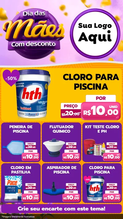 Modelo de Rede Social para Stories com o tema Dia das Mães com Desconto para Produtos para Piscina