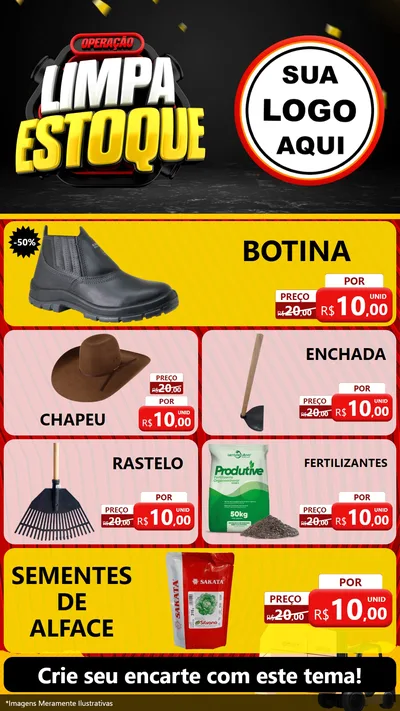 Modelo de TV para TV Vertical com o tema Operação Limpa Estoque para Agropecuária