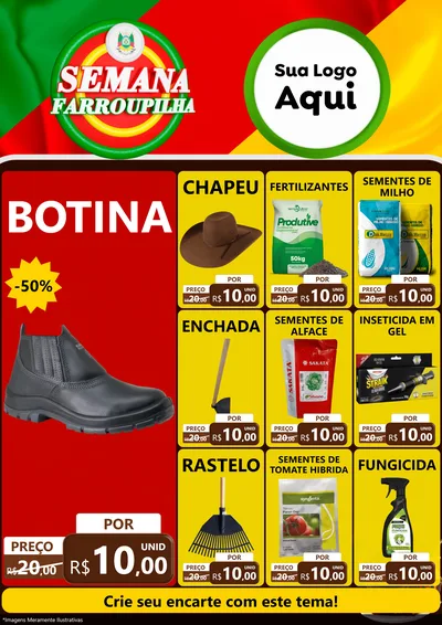 Modelo de Encarte para Encarte A4 Vertical com o tema Semana Farroupilha para Agropecuária
