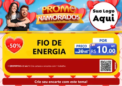 Modelo de Cartaz para Cartaz A4 Horizontal com o tema Promo dos Namorados para Materiais Elétricos