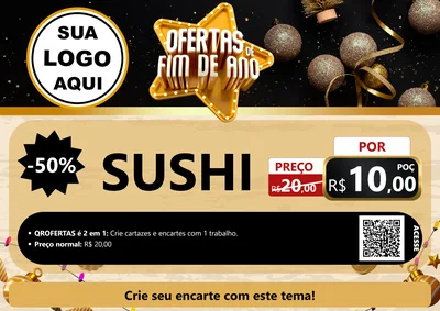 Modelo de Cartaz para Cartaz A4 Horizontal com o tema Ofertas de Fim de Ano para Comida japonesa