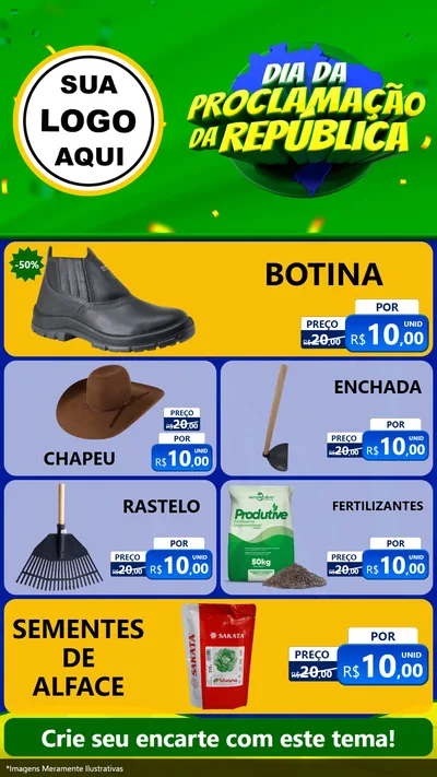 Modelo de TV para TV Vertical com o tema Dia Da Proclamação Da República para Agropecuária