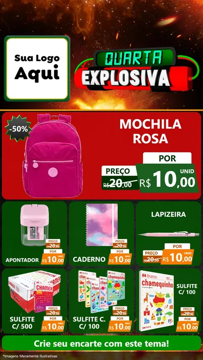 Modelo de Rede Social para Stories com o tema Quarta Explosiva para Papelaria